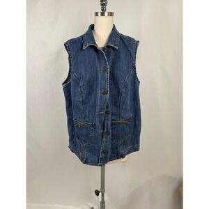 Liz&Me Women's‎ 16P/0X Denim Vest Studded Country Chore Cowgirl Jean Jacket Norm